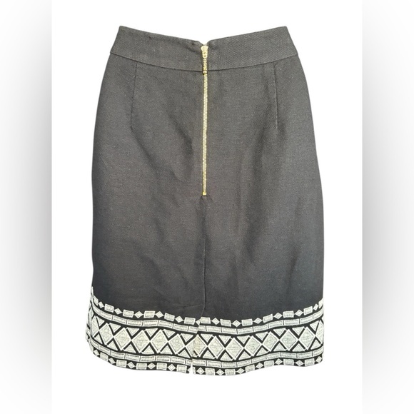 Kate Spade Skirt the Rules skirt Tribal Geometric embroidered trim sz 8 black - Picture 3 of 9